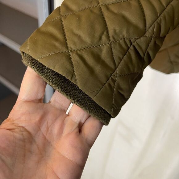 J. Crew Olive green quilted jacket coat, size small - Picture 13 of 14